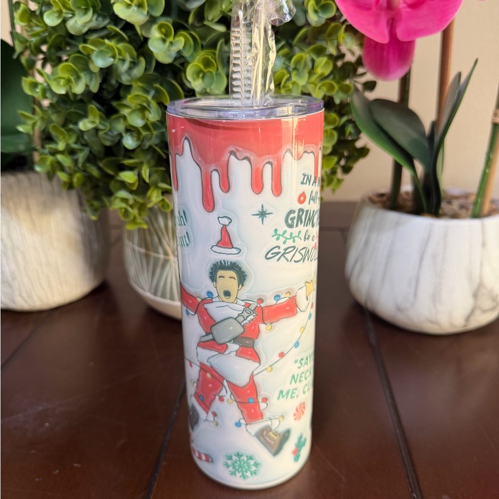 Tumbler Christmas Griswald with Straw and brush New